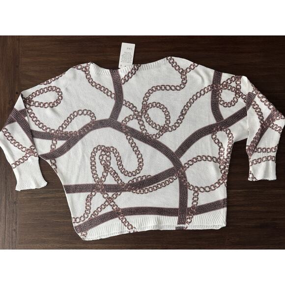 Gigi Moda Sweater Women’s OS lightweight Chainlink Relax Led Fit NWT $78 - Picture 7 of 9